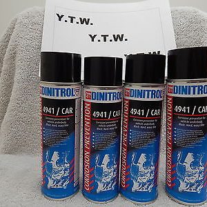 DINITROL 4941 UNDERBODY CHASSIS RUST PROOF BLACK WAX 500ml SPRAY x 4 & NOZZLE