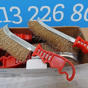 Box of 12 Curved Brassed Wire Brush w Plastic handle - DIY / RUST/ PAINT /BBQ