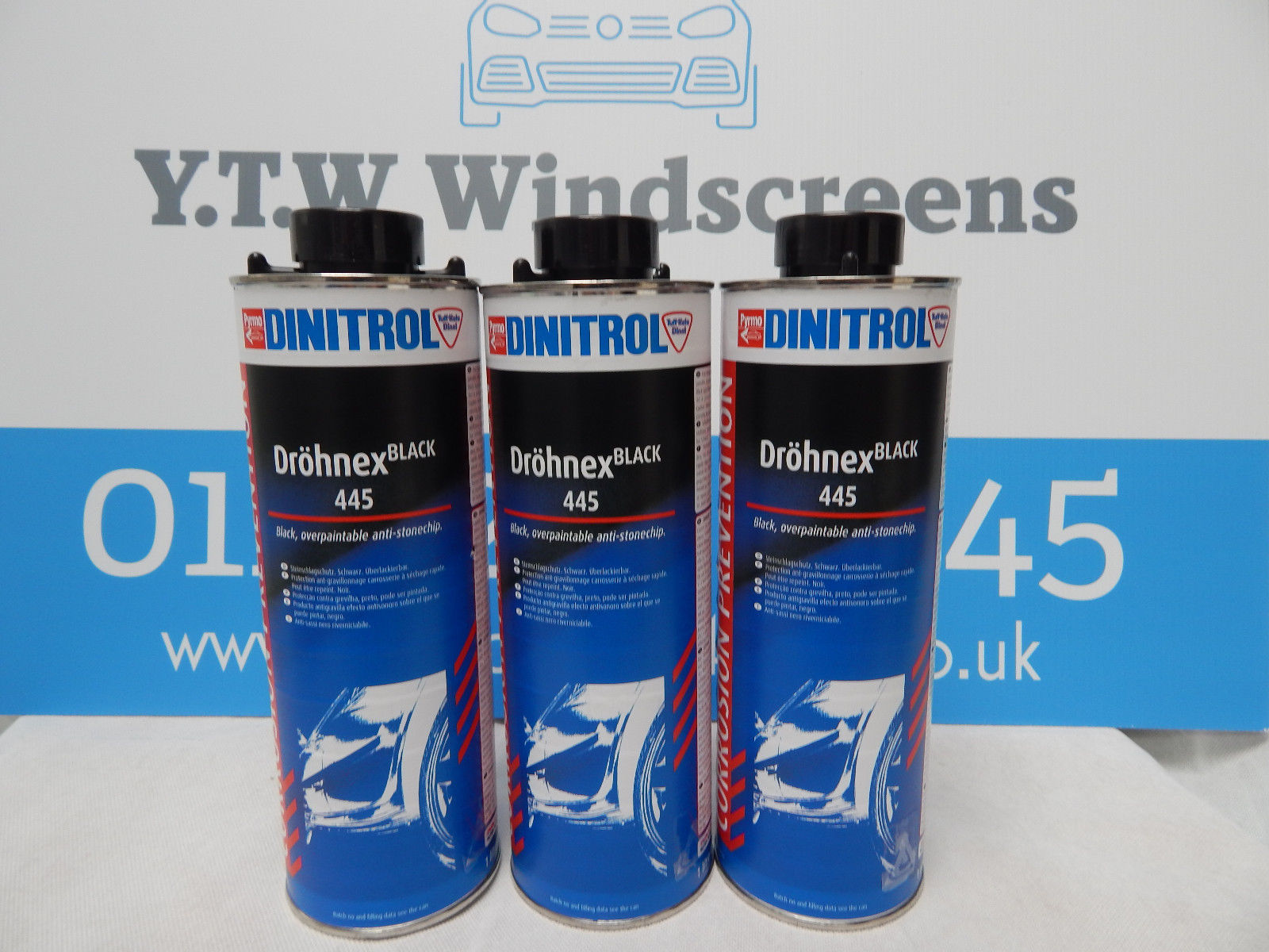3 x DINITROL 445 BLACK STONE CHIP RUST PROOFING 1 LITRE CAN WHEEL