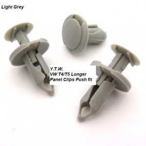 VW Transporter T5 Longer Panel Clips - Light Grey x 25